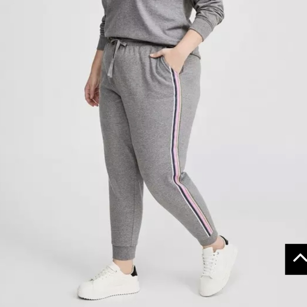 Torrid Heather Gray Joggers with Pink Stripe